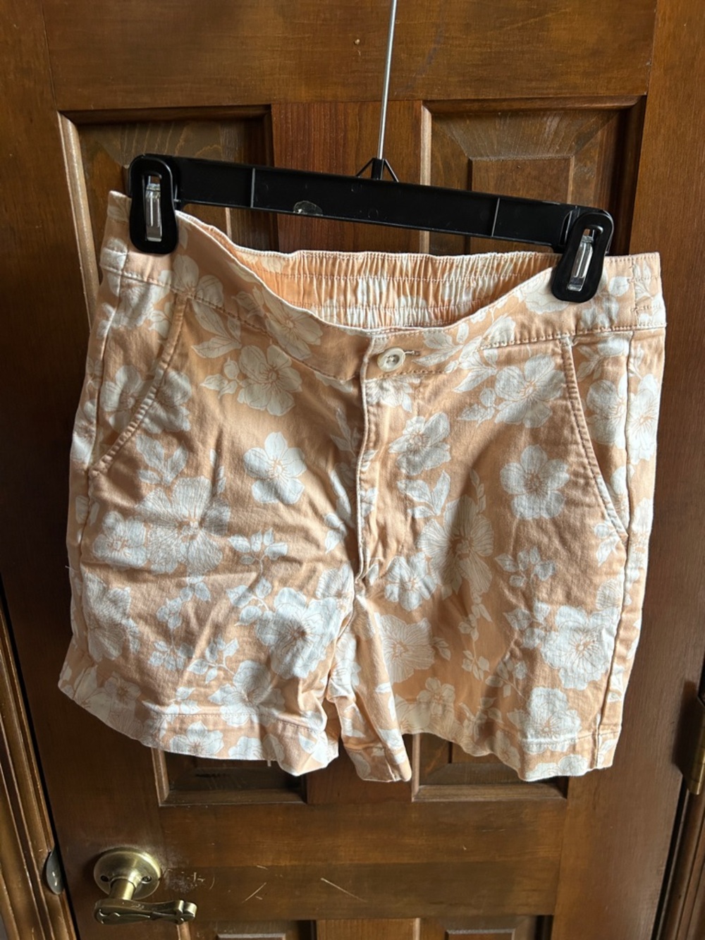 JACHS Girlfriend Peach Floral Pull-On Bermuda Shorts